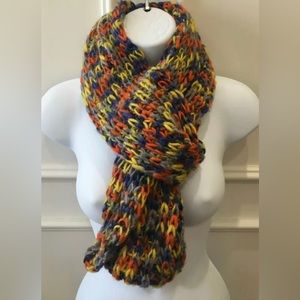 Infinity Crochet Scarf Multicolor Yellow Orange Blue Gray soft